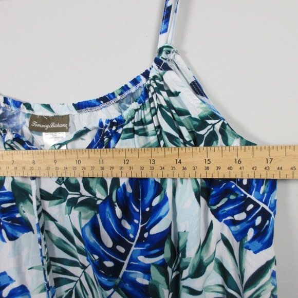 Tommy Bahama Fronds Floating Tie-Front Dress M Blue 100% Rayon Mini Beach 162 - Picture 8 of 11